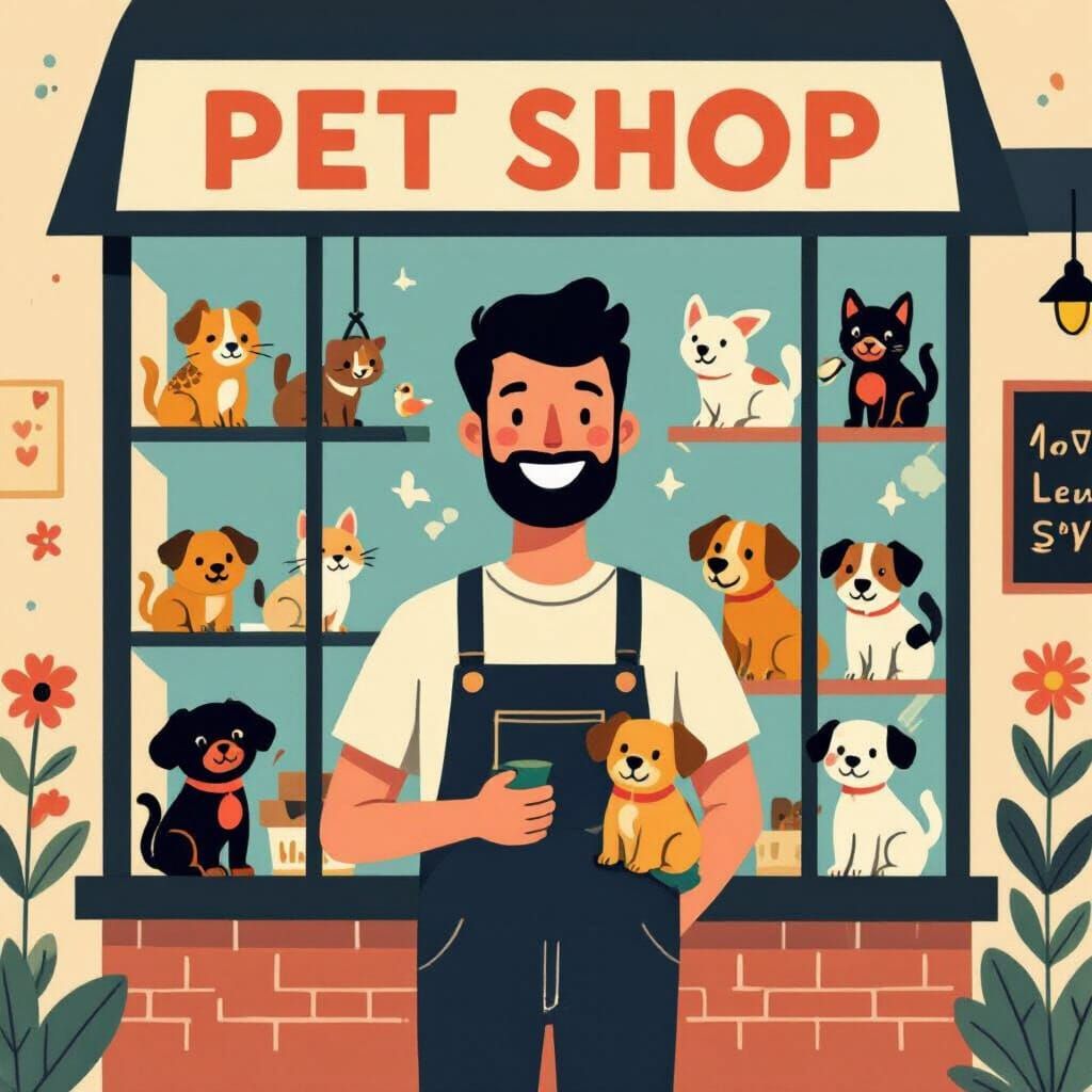 Jon at the Pet Shop: A Minimalist Graphic Design