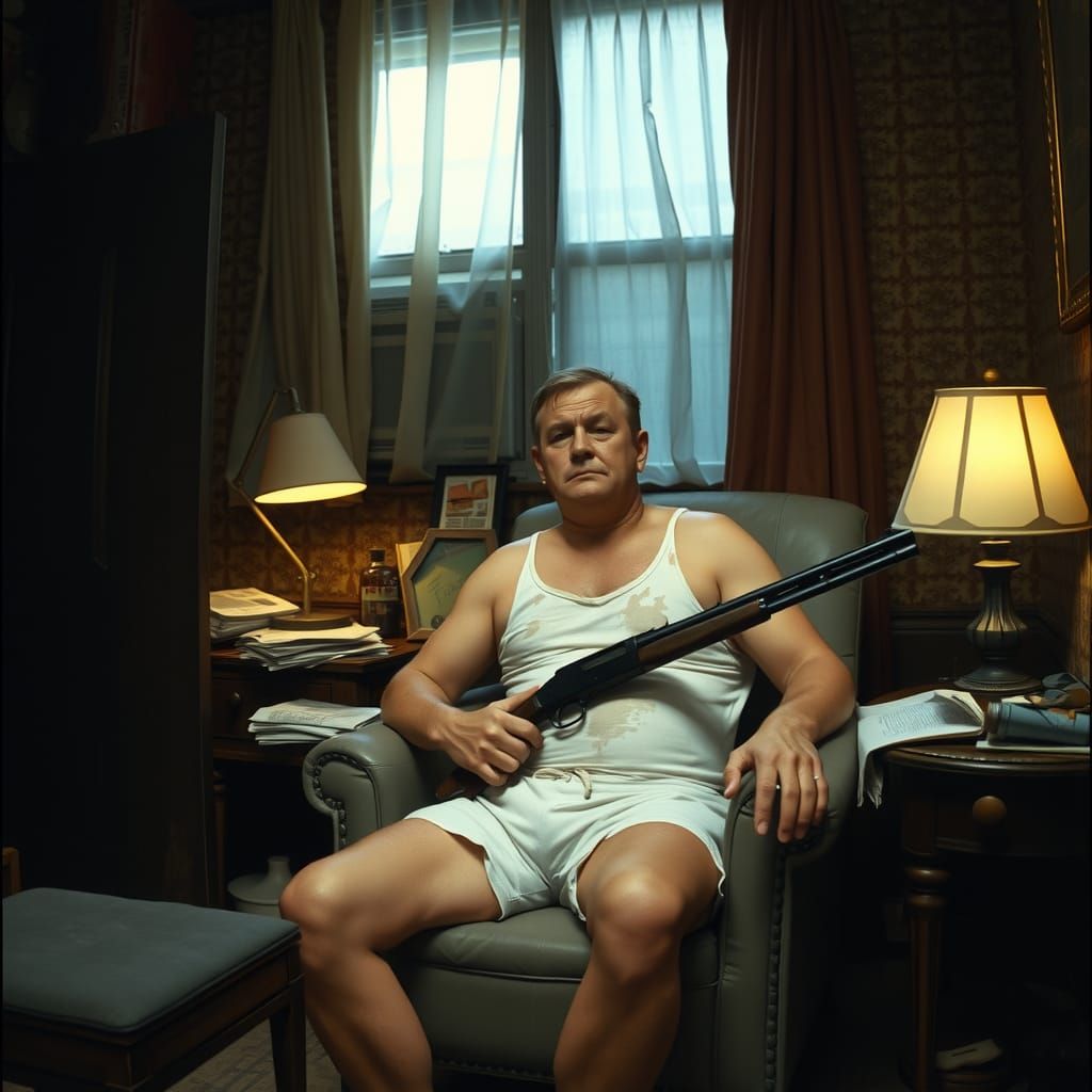 Gritty 1960s Film Still: Man in New York Apartment