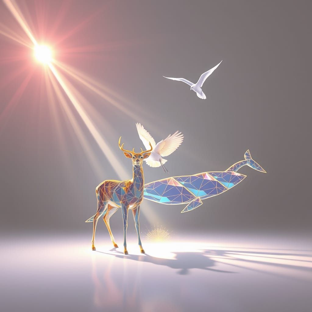 Prismatic Light Animals in Surreal Abstraction