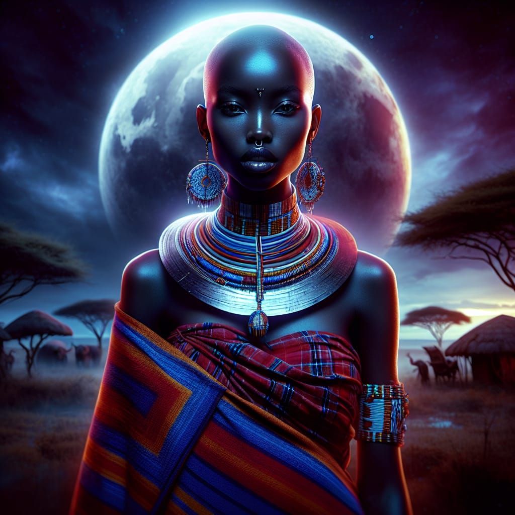 Striking Maasai Woman in African Savannah Concept Art