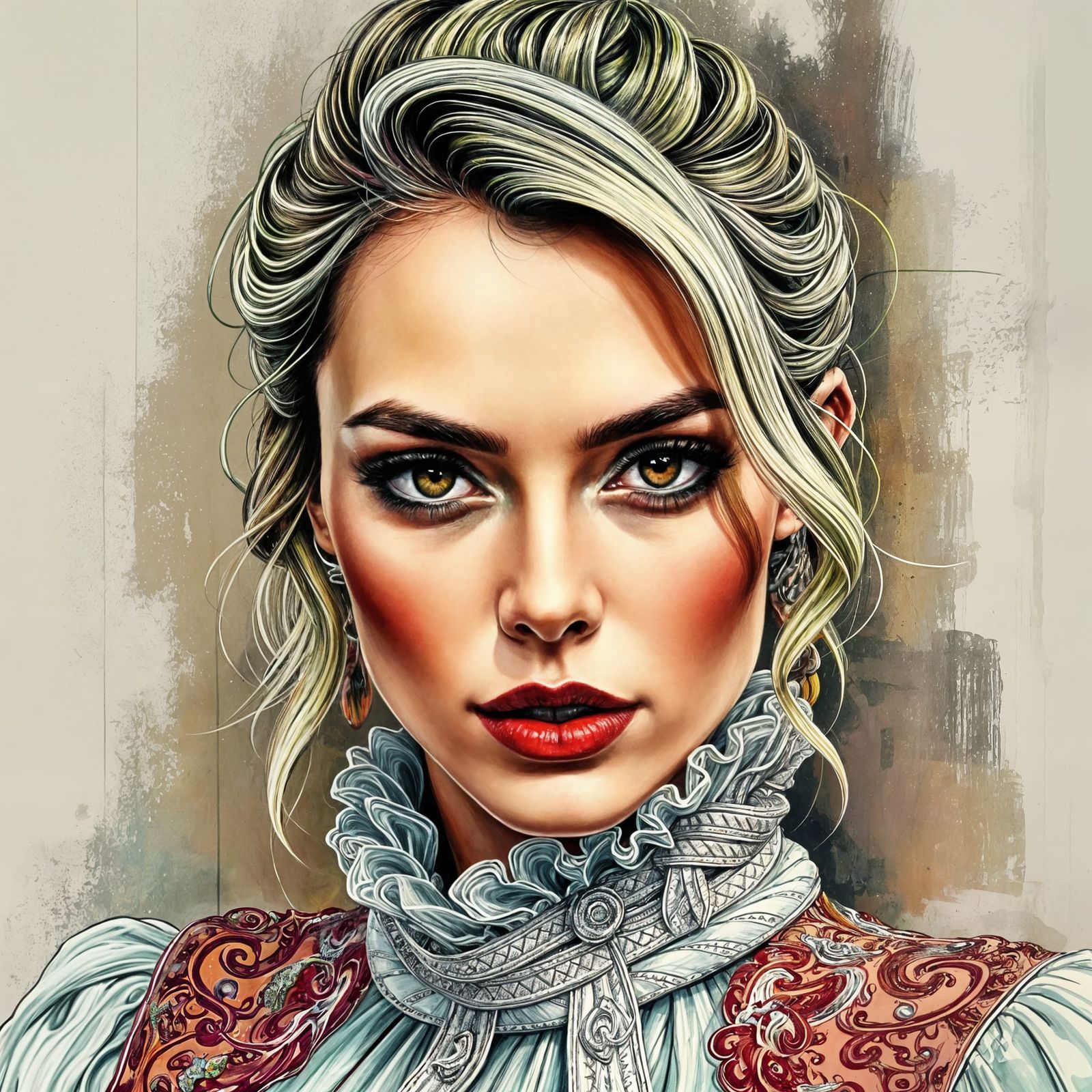 Margot Robbie Portrayed in Intricate, Highly Detailed Portra...