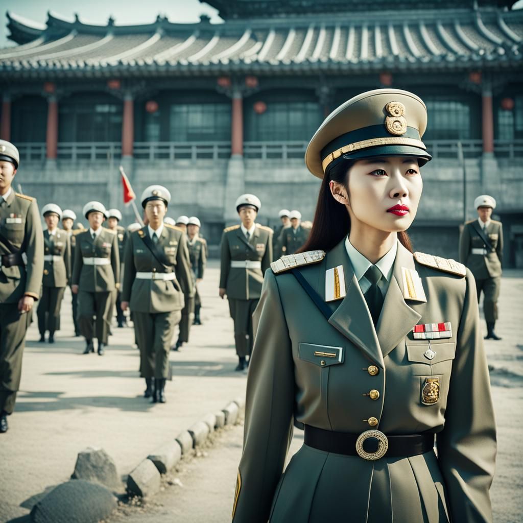 Dramatic South Korean Girl in Uniform: Cinematic Film Still