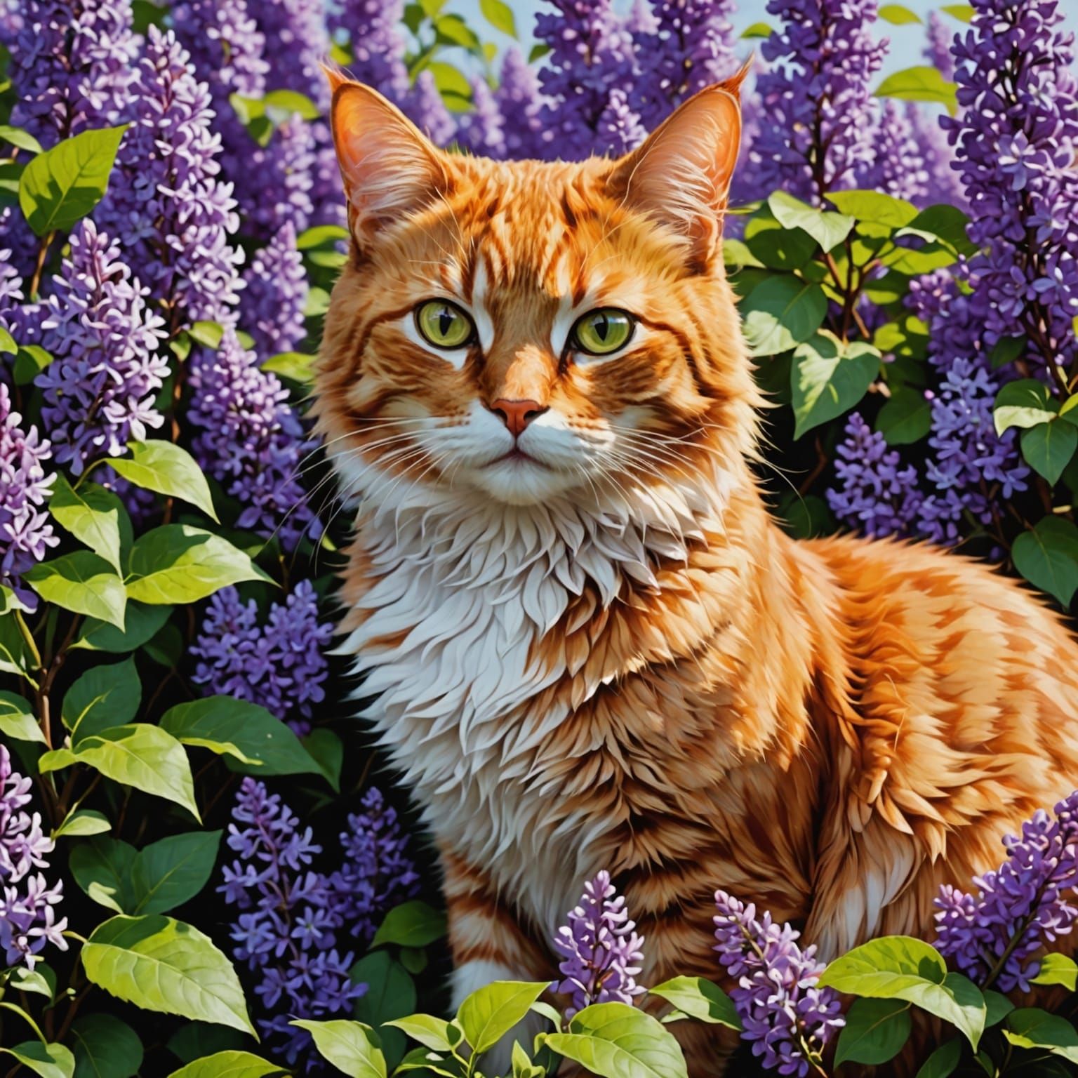 Marmalade Cat Amidst Lavender Blooms