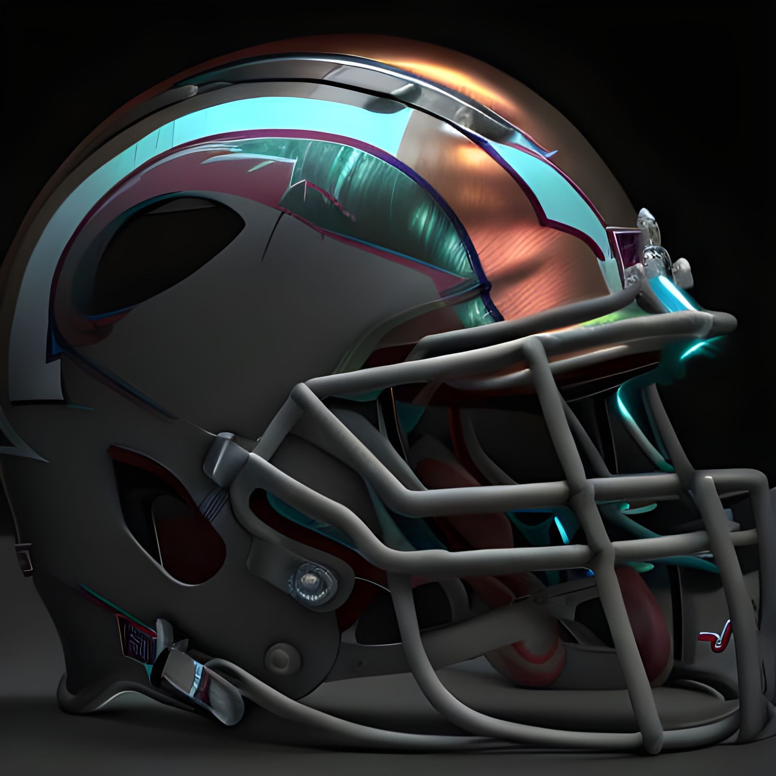 Cyberpunk NFL Helmet in Dystopian Setting
