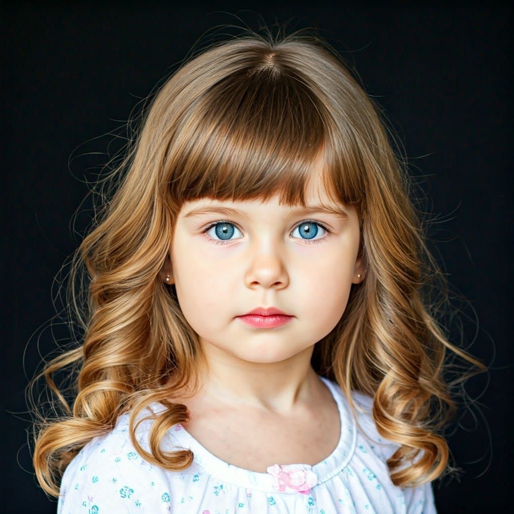 Girl with Blue Eyes and Golden Curls