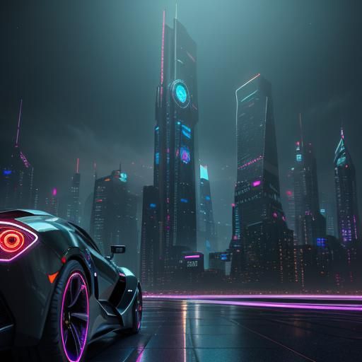 Futuristic Cityscape at Dusk in Sci-Fi Style