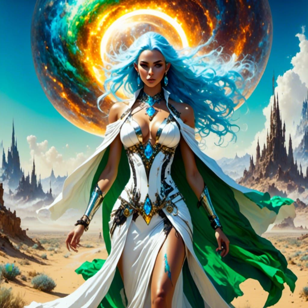 Elf Sorceress and Orc Warrior in Graffiti Art