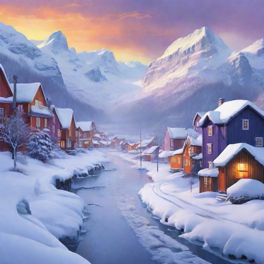 Norway Winter Wonderland in Soft Warm Light
