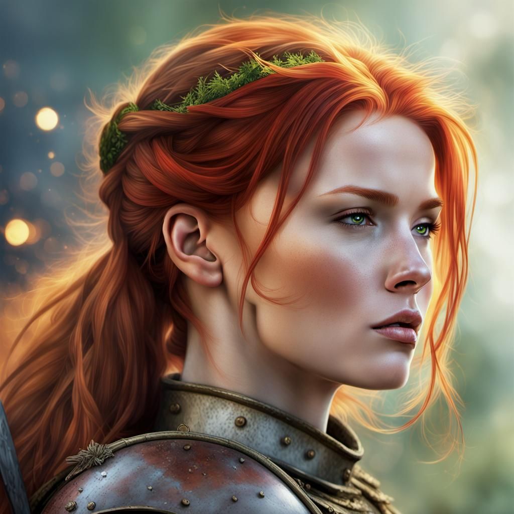 Redhead Warrior Reflects on Battles in Fantasy Art
