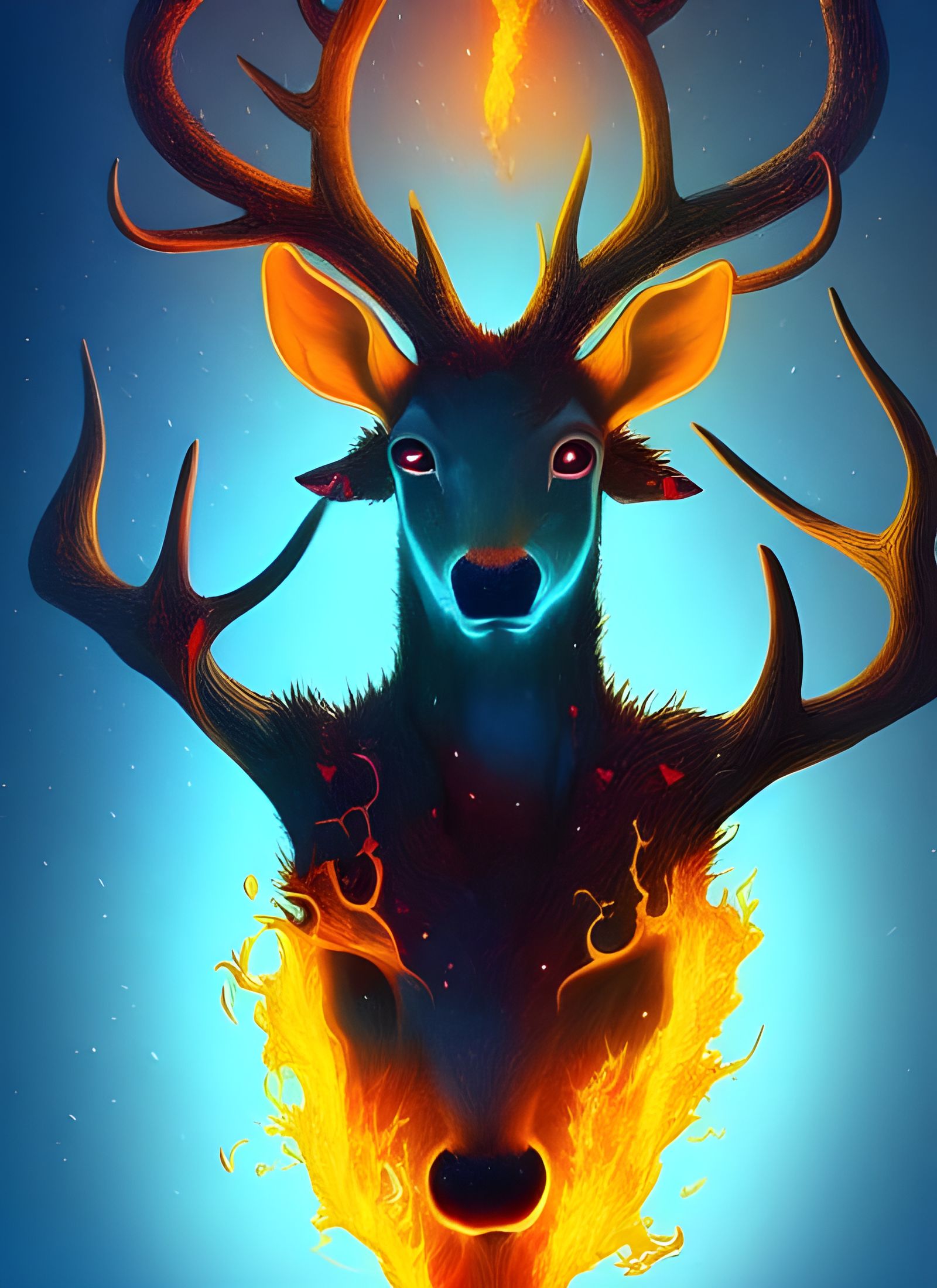 Deer Elemental in Digital Art Style