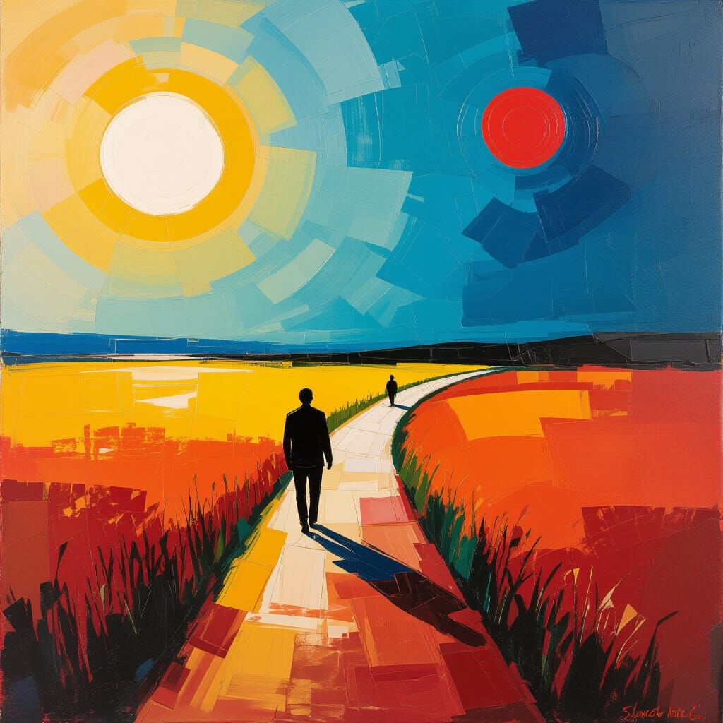 Expressionist Impasto Painting of Mars Landscape