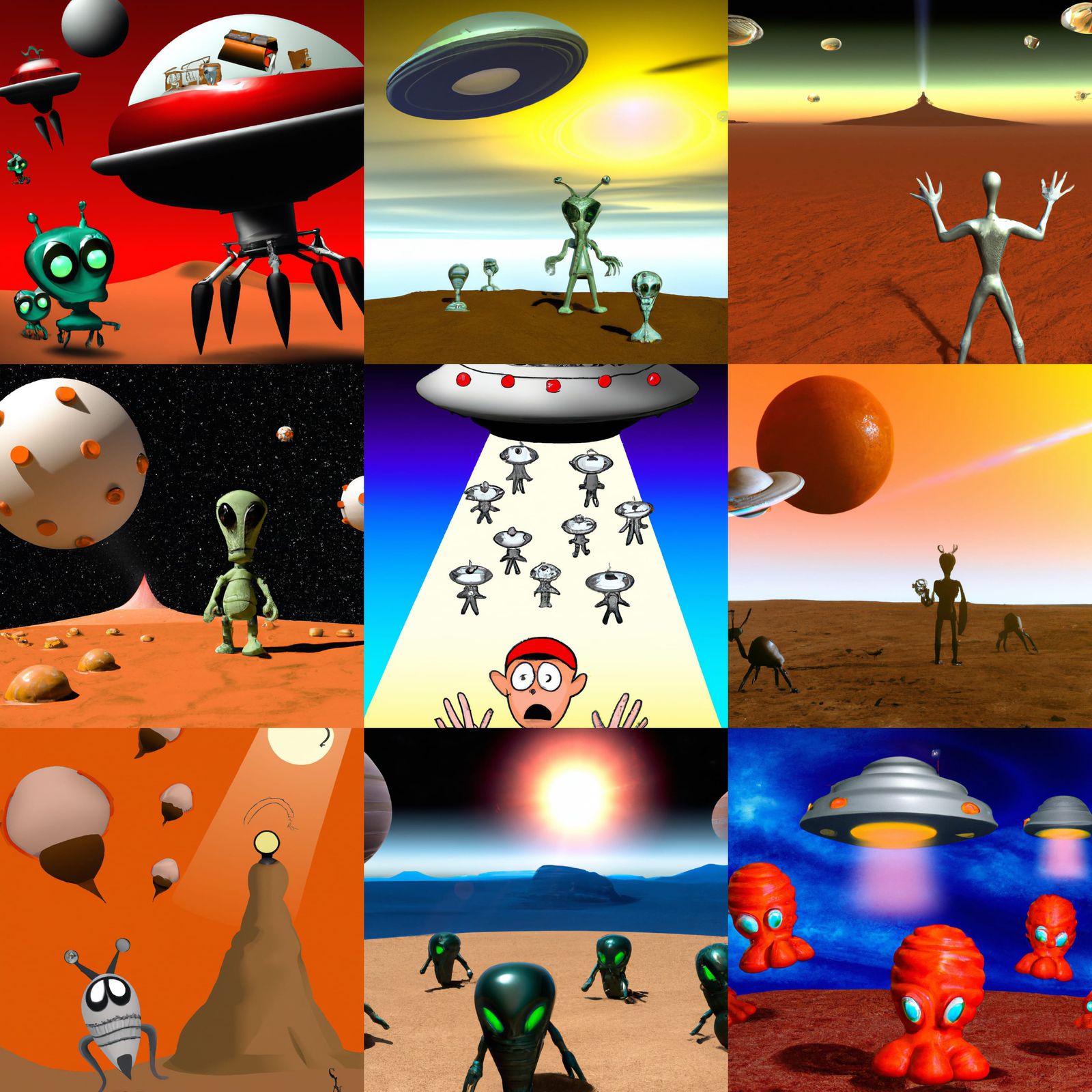 Martians Invade Earth: A Retro Sci-Fi Scene