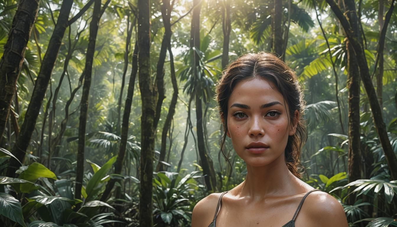 Hyperrealistic Woman with Butterflies in Forest