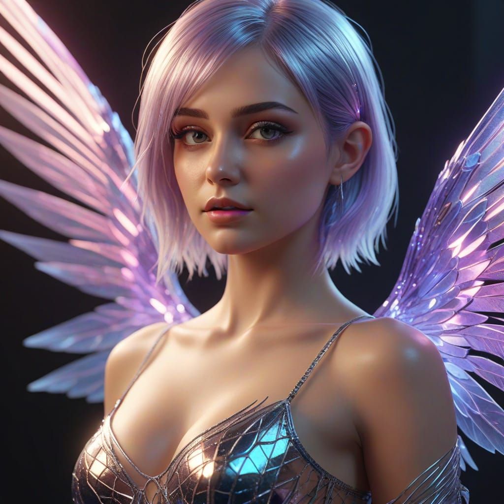 Mystical Fairy in Neon Noir Style