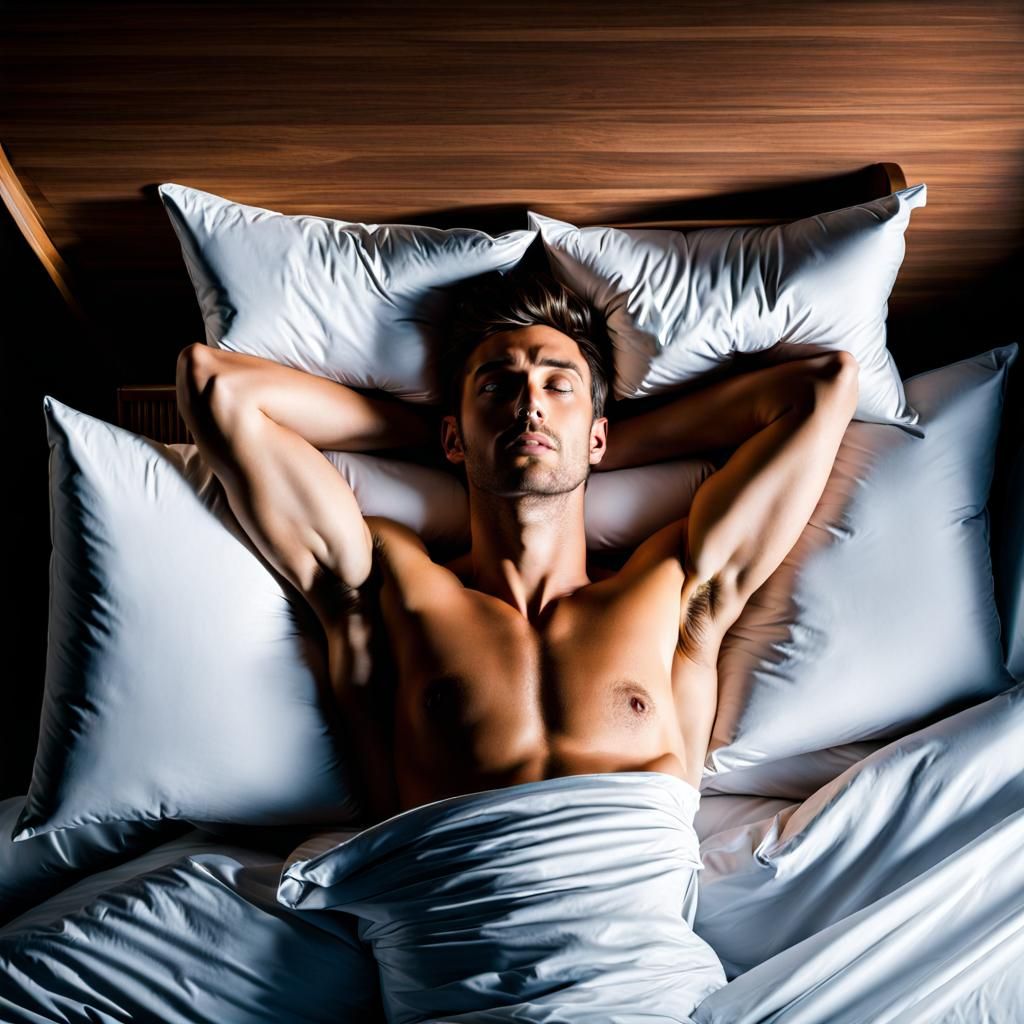 Young Man Relaxing in Bed