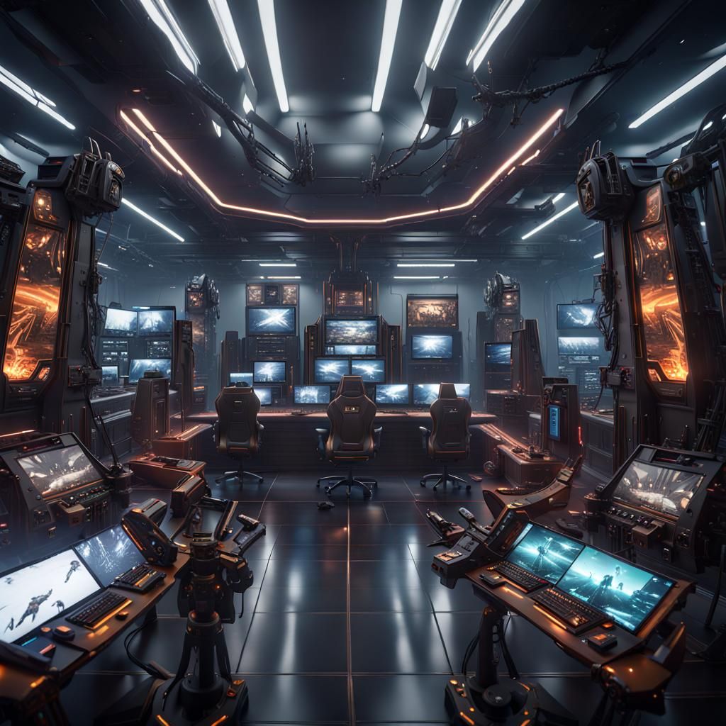 Massive NC DC gaming Center with bright highly detailed elaborate maximum luxurious screens