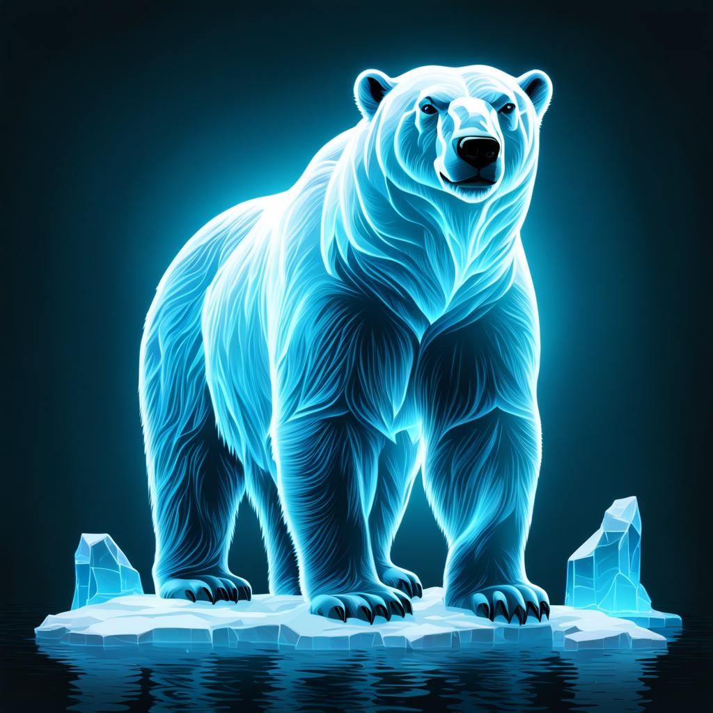 Glass Polar Bear on Arctic Iceberg