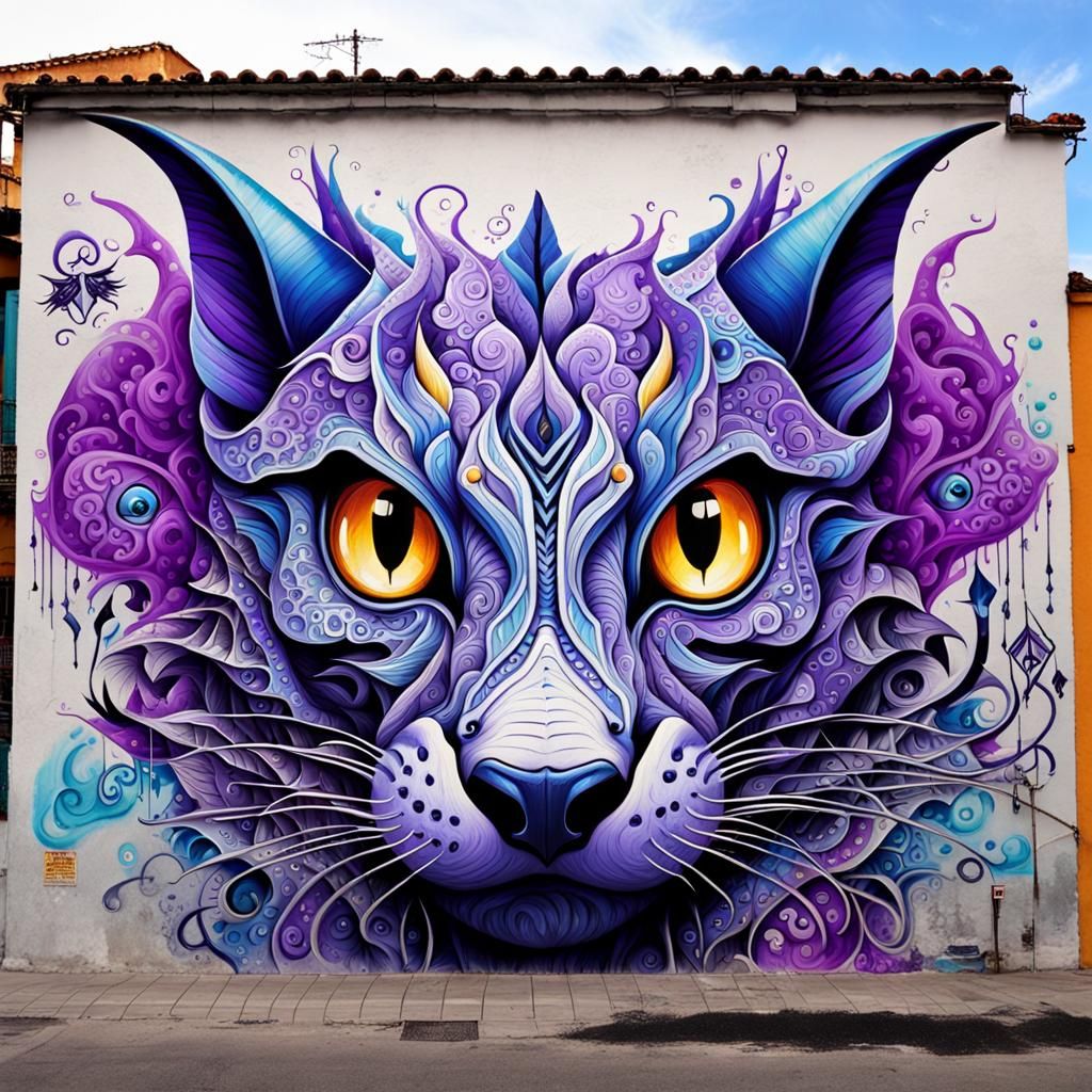 Fierce Dragon and Elf in Graffiti Street Art Style