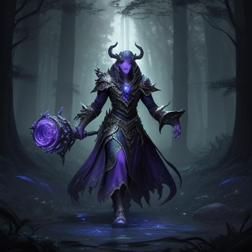 Dragonborn Druid in Mystical Sapphire Realm