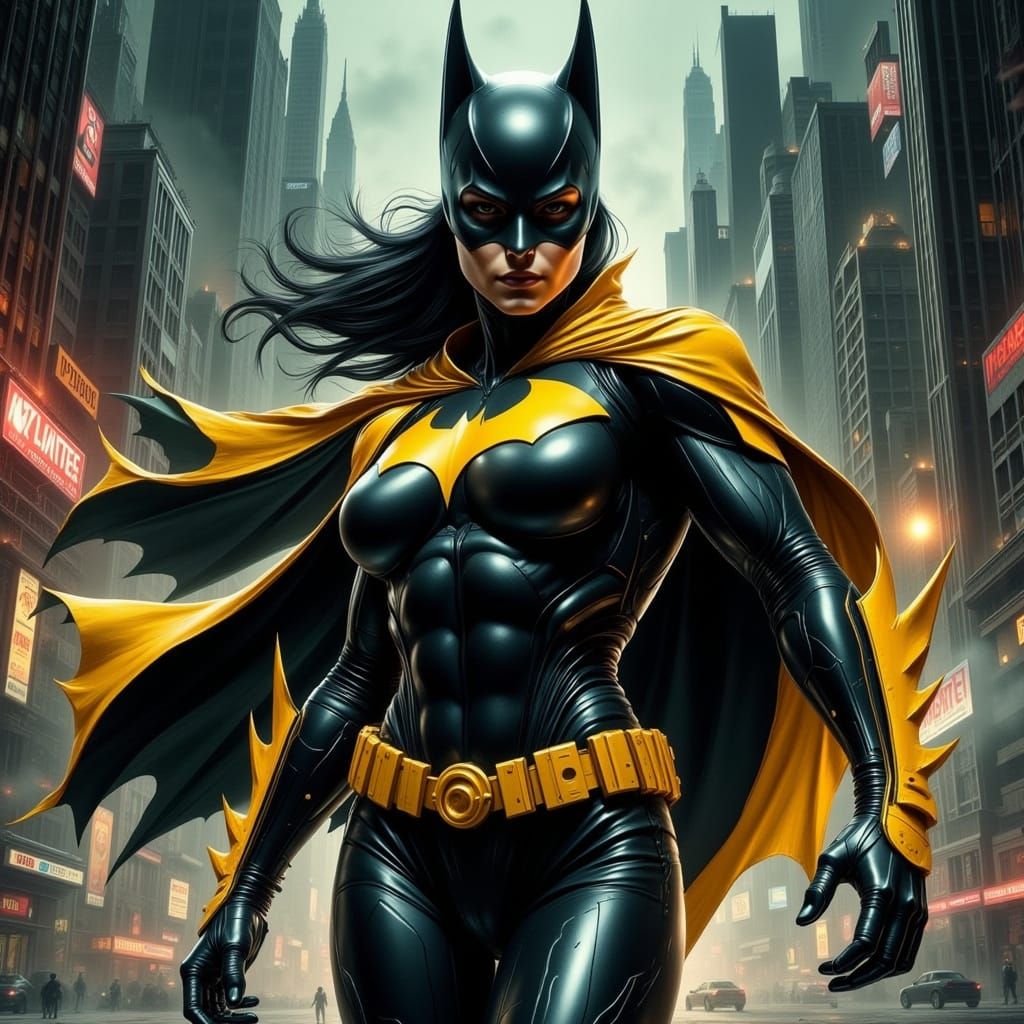 Bat Babe in Classic Pulp Comic Style