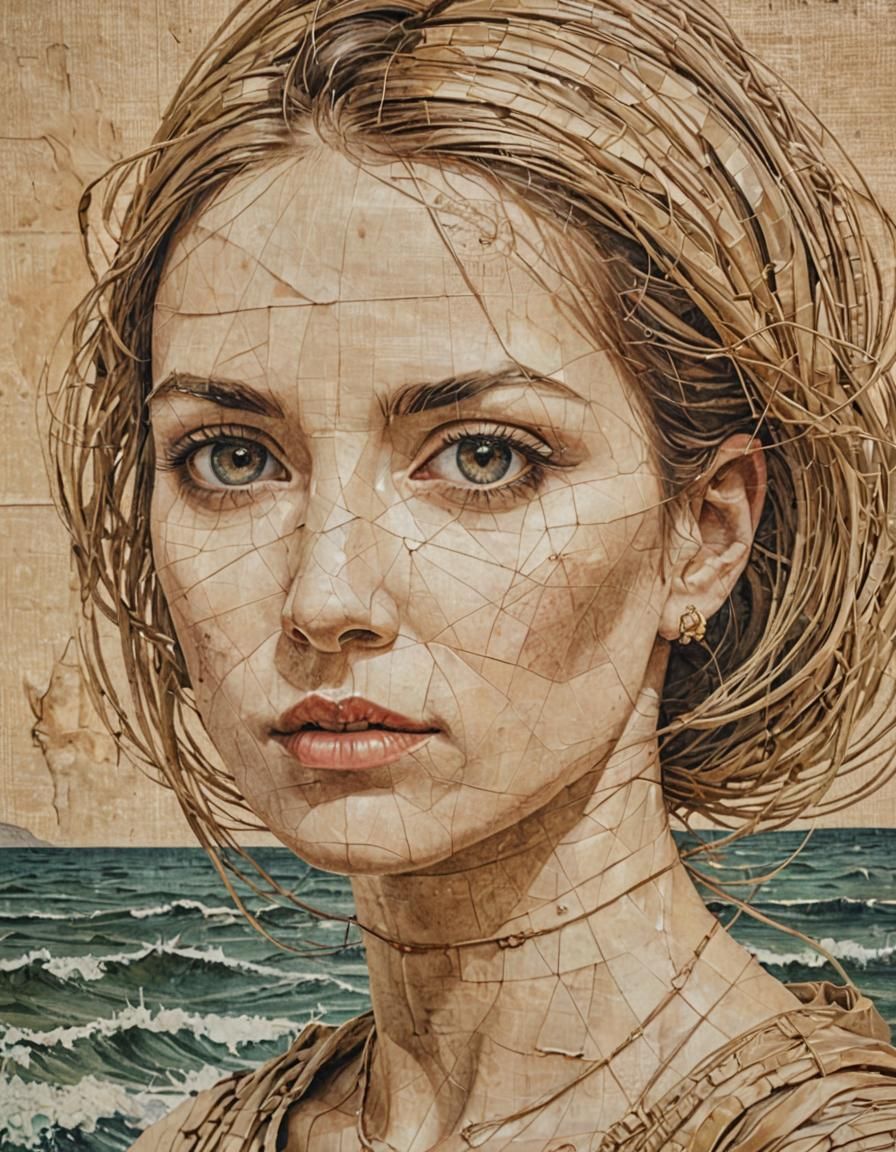 Ethereal Mediterranean Scene in Flux Contemporary Art Style