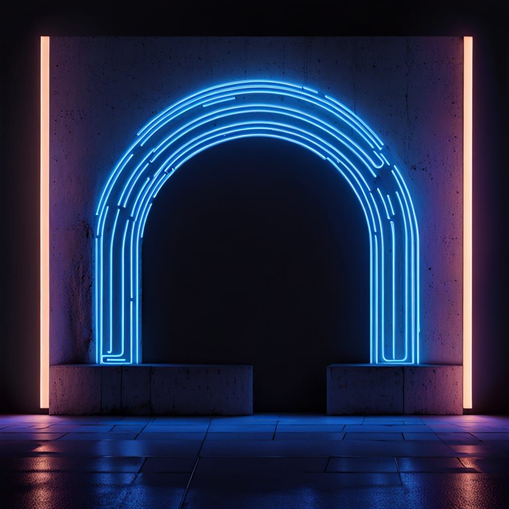 Electric Blue Neon Sculpture in Cyberpunk Style