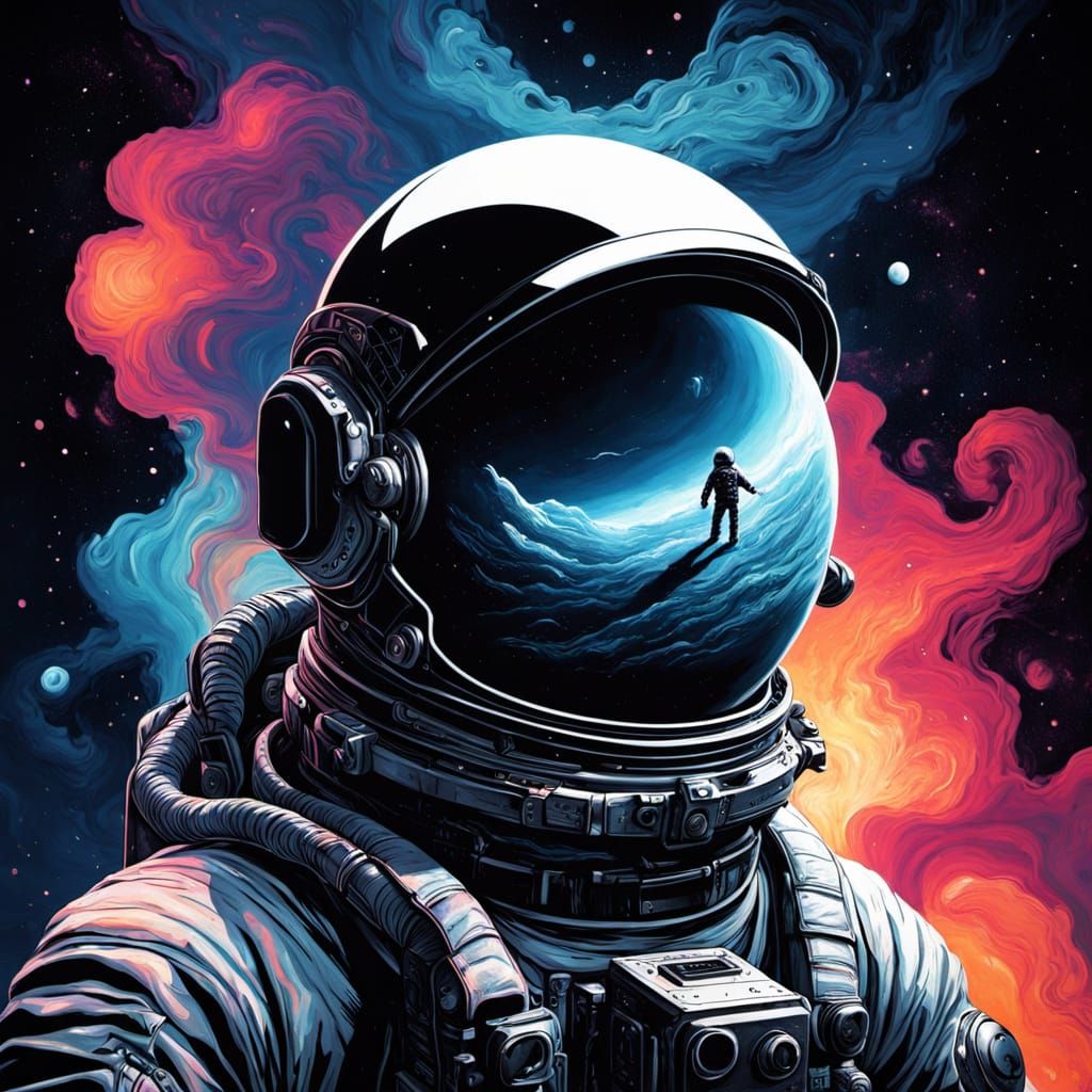 Astronaut Adrift in Exploding Pigment Chaos