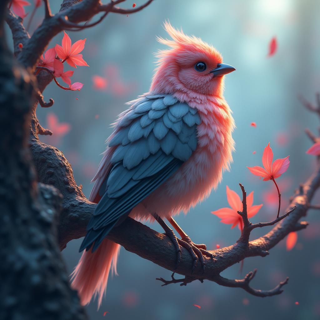Majestic Feathered Bird in Mystical Setting