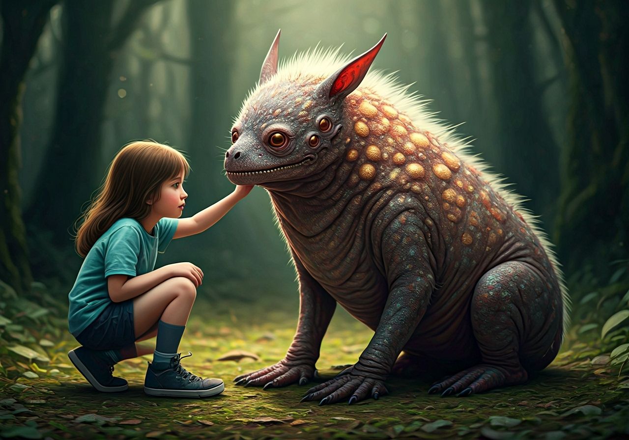 Girl Pets Strange Hybrid Creature