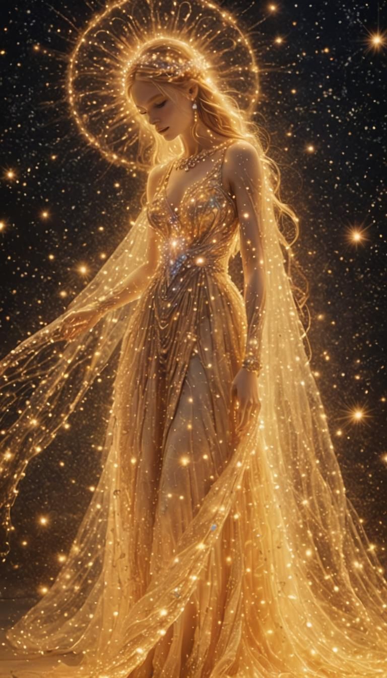 Girl in Diamond Dress with Kirlian Aura