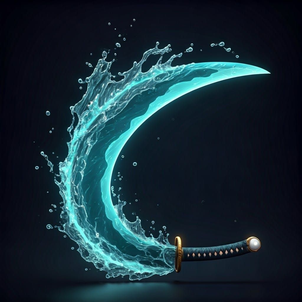 Surreal Aquamarine Katana Shimmers with Oceanic Light