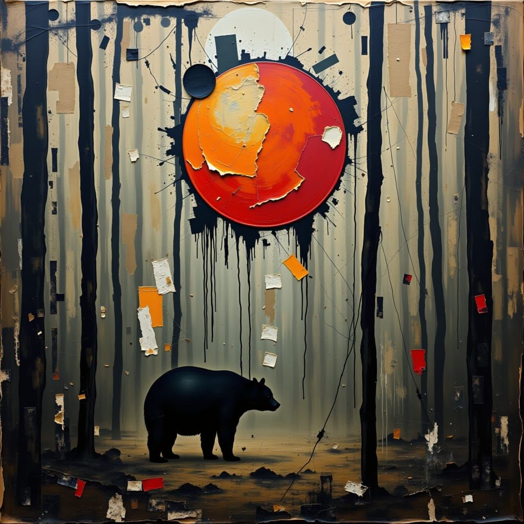 A bear in a forest <lora:Contexture Abstract:1.0>