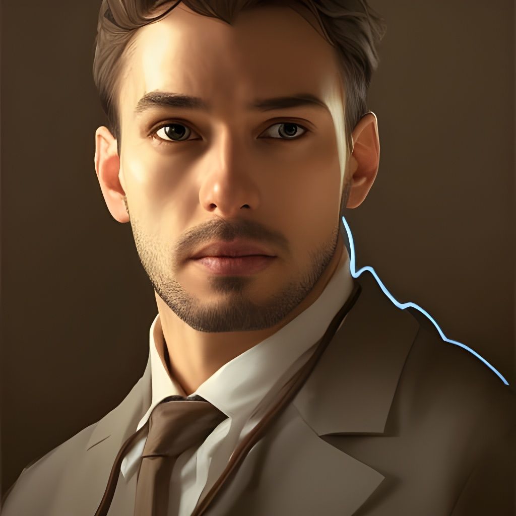 Handsome Doctor Portrait in Hyperdetailed Digital Art Style