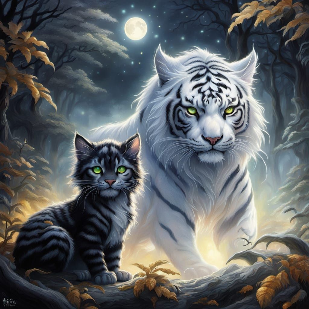 Black Kitten Meets a Dragon in Ethereal Fantasy