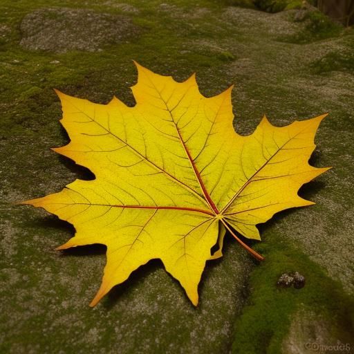 Macro Photo of a Single Yellow Maple Leaf