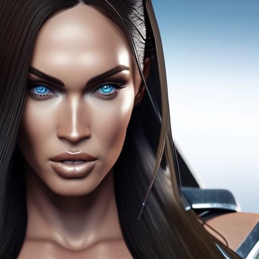 Brunette Woman in Bikini Armor on Motorcycle