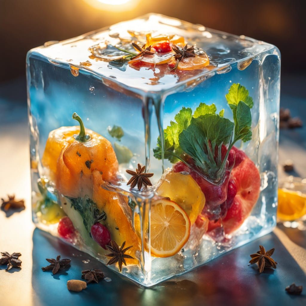 Giant Ice Cube with Colorful Edible Layers