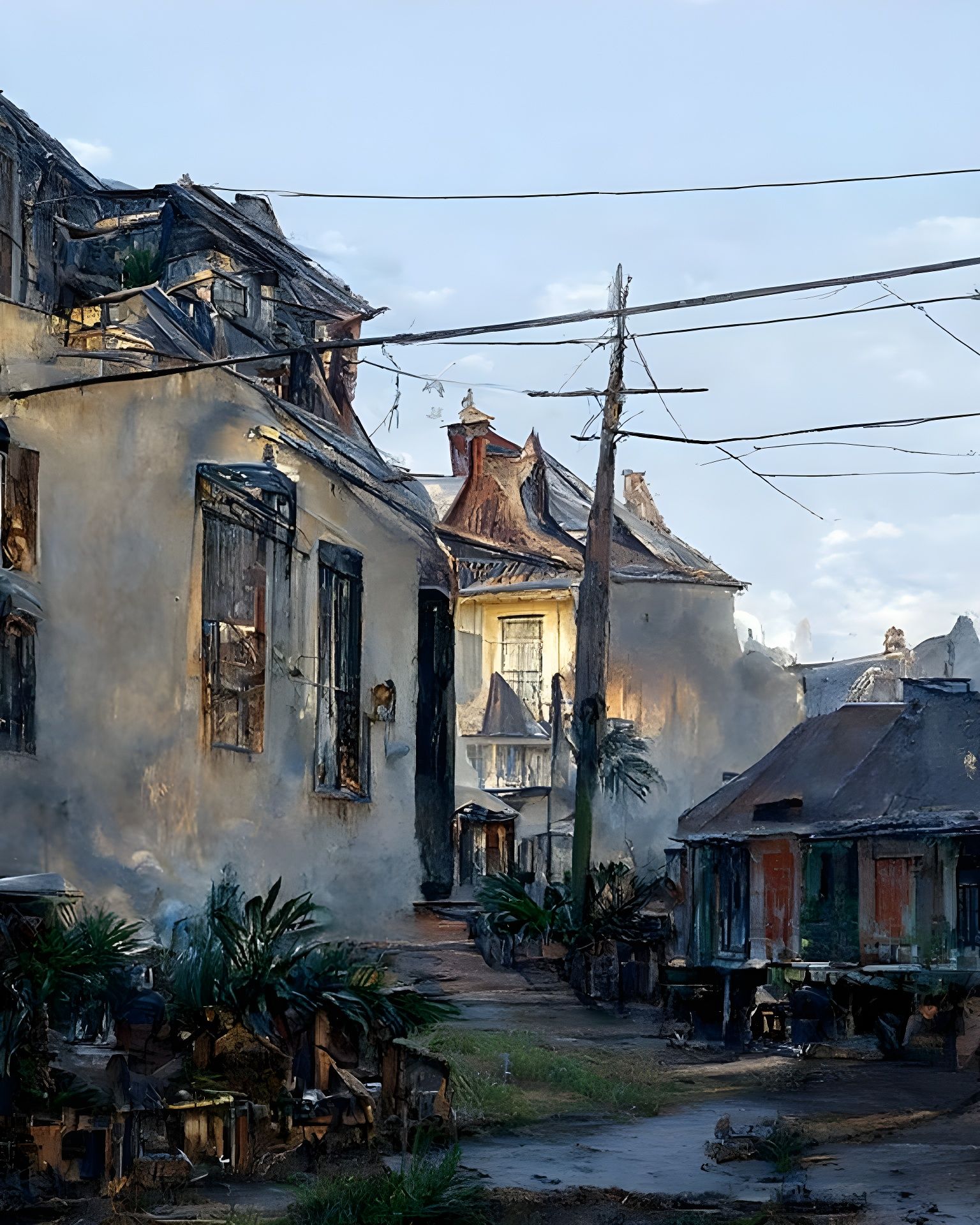 New Orleans Suburb in Heat: Watercolor Landscape