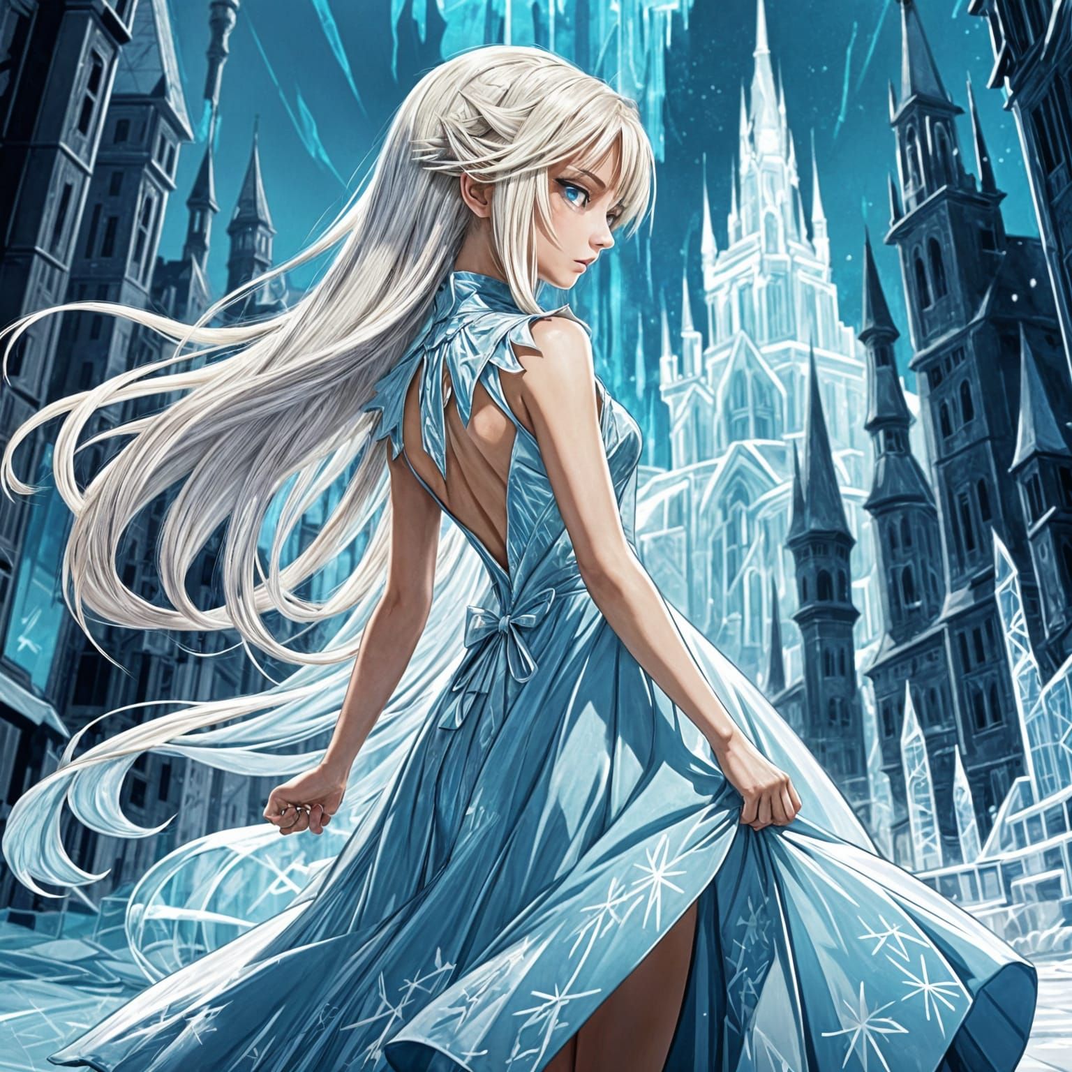 Ice Queen in Anime Style