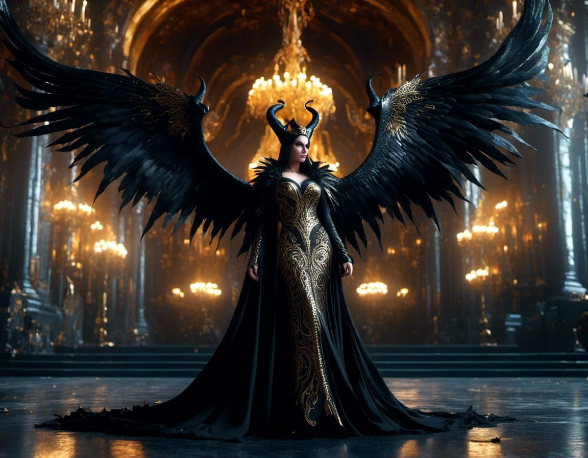 Maleficent in Battle Armor on Throne: 8K Masterpiece