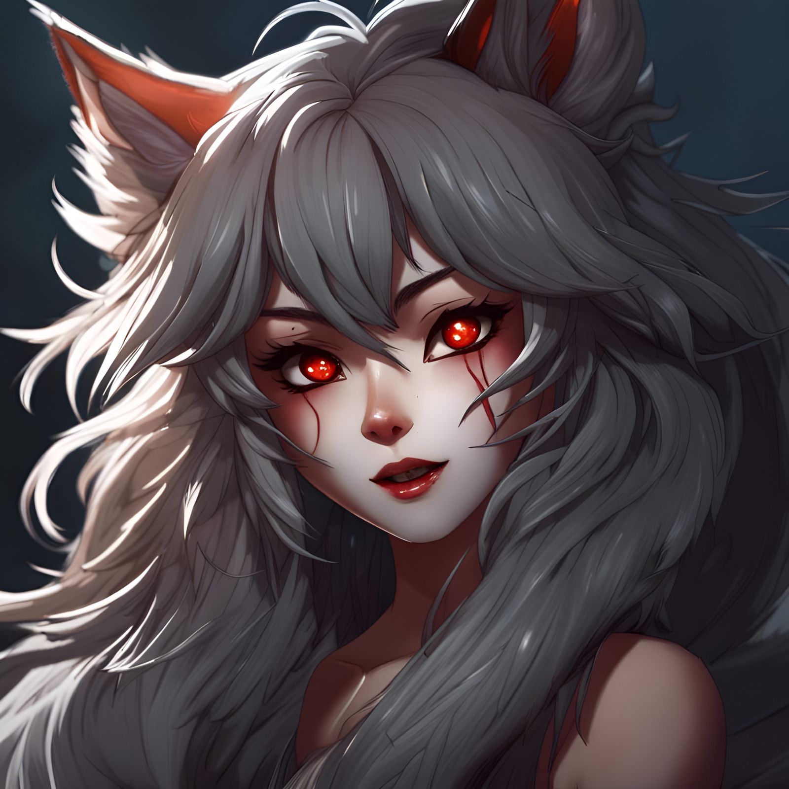 Beautiful Werewolf Girl in Manhwa Style