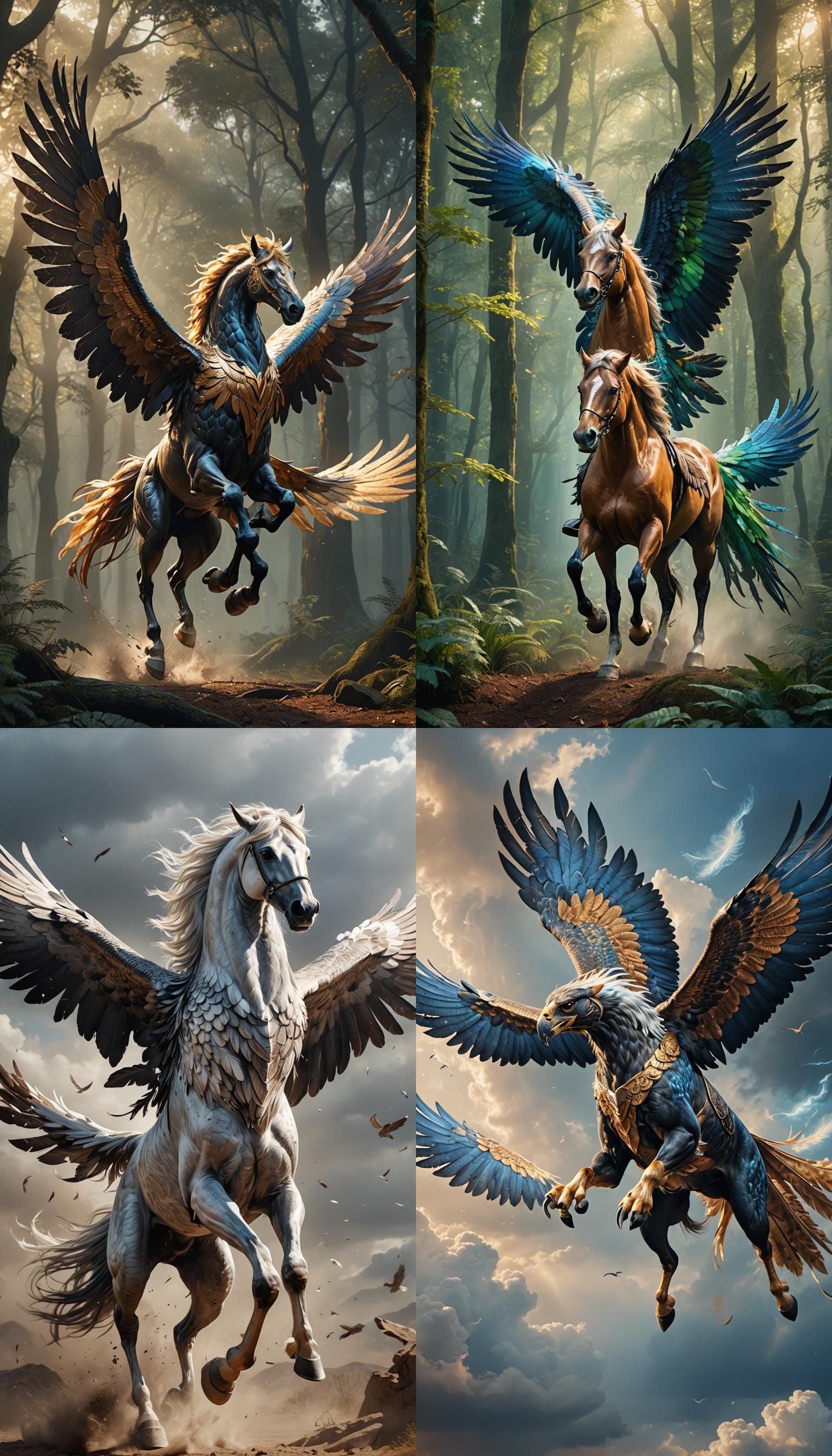 Majestic Winged Horse Soaring in Fantasy Art