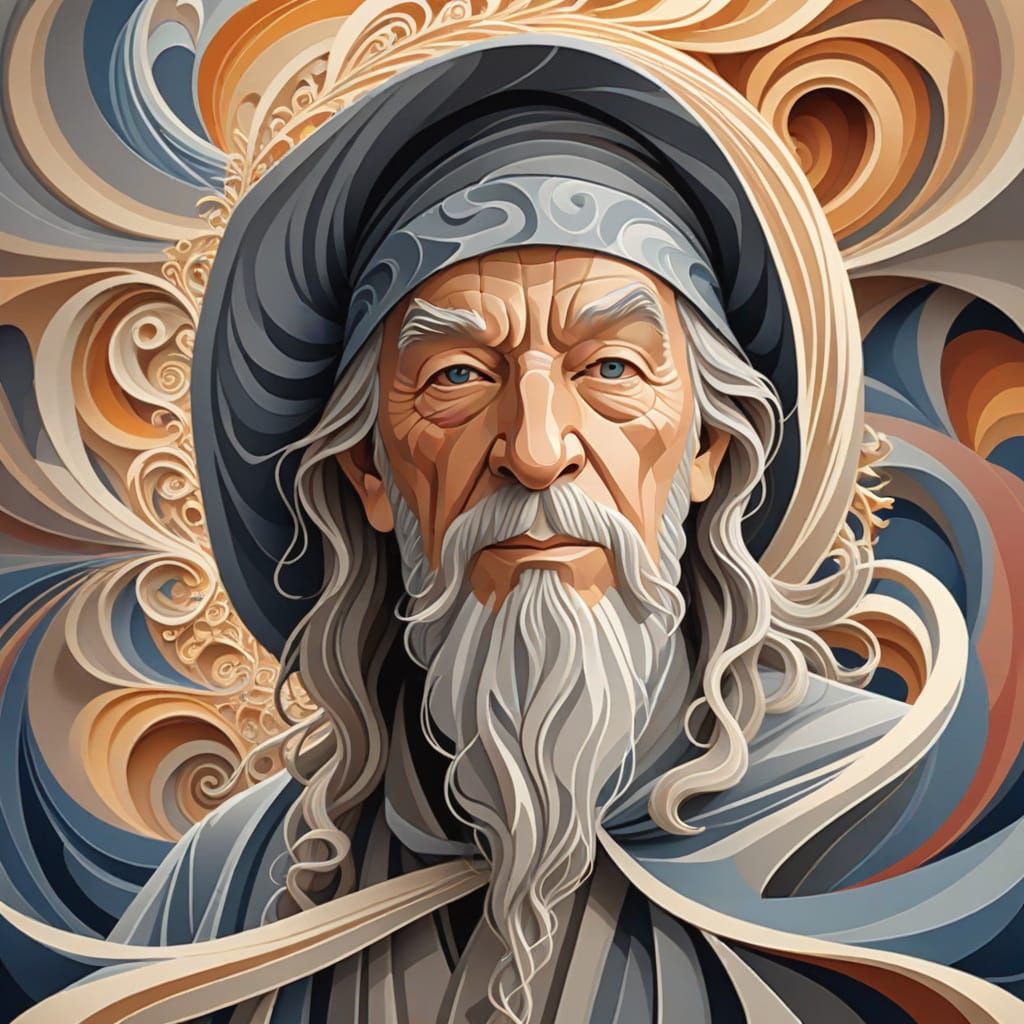 Abstract Fractal of Gandalf in Gouache Style