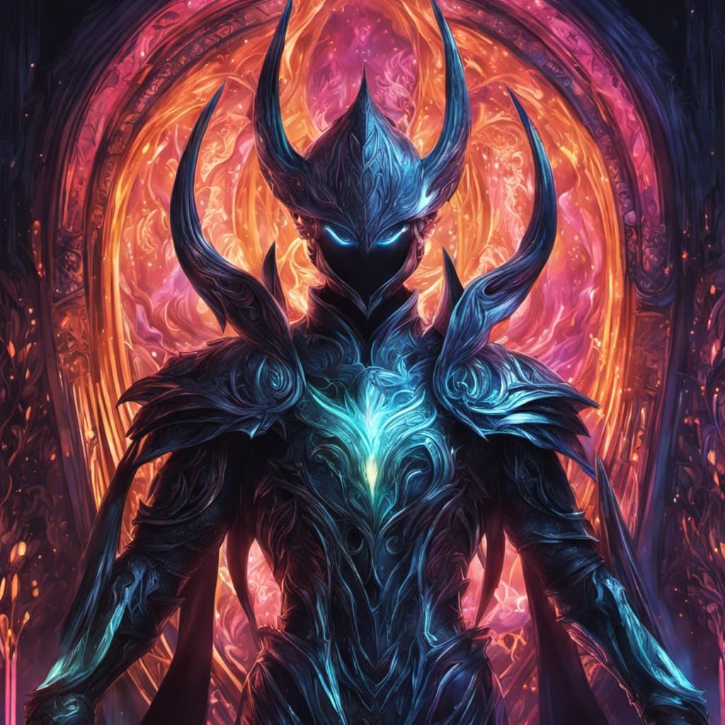 Radiant Ghost Knight in Neon Armor