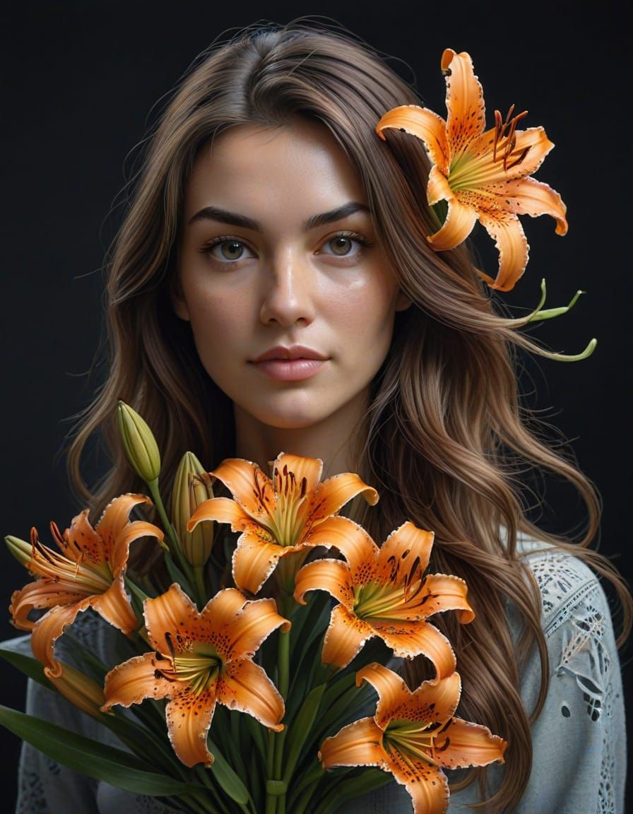 Tiger Lily Portrait in Photo-Realistic Style