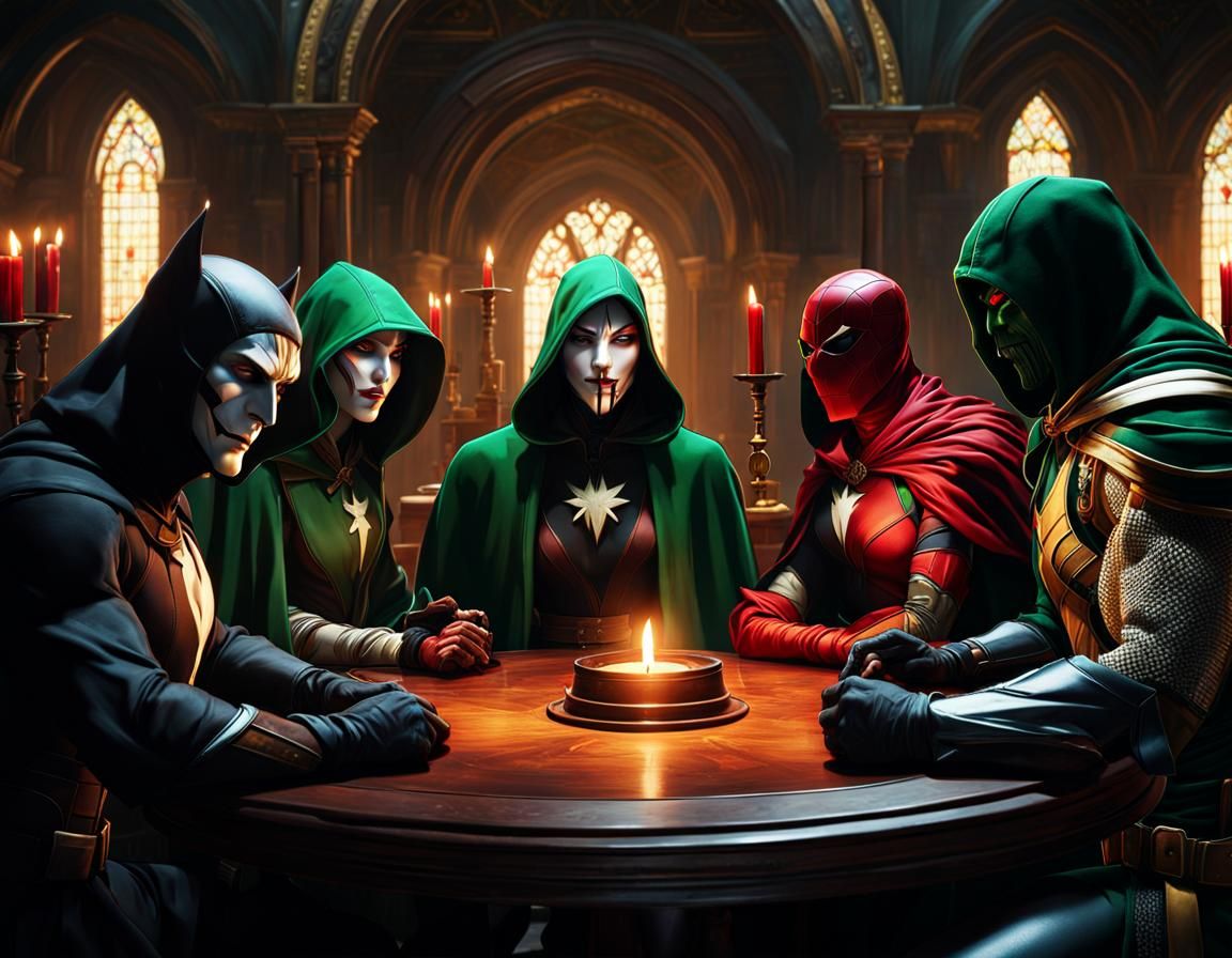 Anonymous Marvel Superheroes Meeting in Fantasy Concept Art