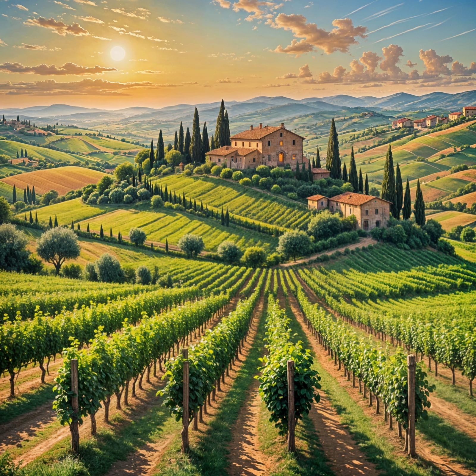 Tuscan Vineyard at Dawn