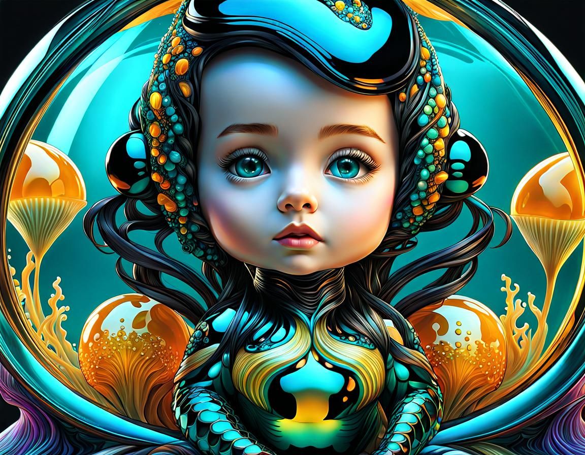 Cyberpunk Blown Glass Mermaid Digital Illustration