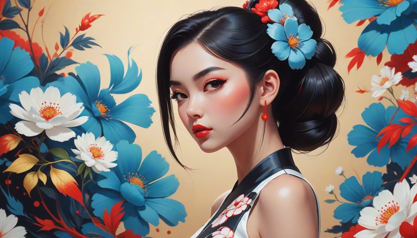 Ilya Kuvshinov and Sakimichan style. A confident woman with ...