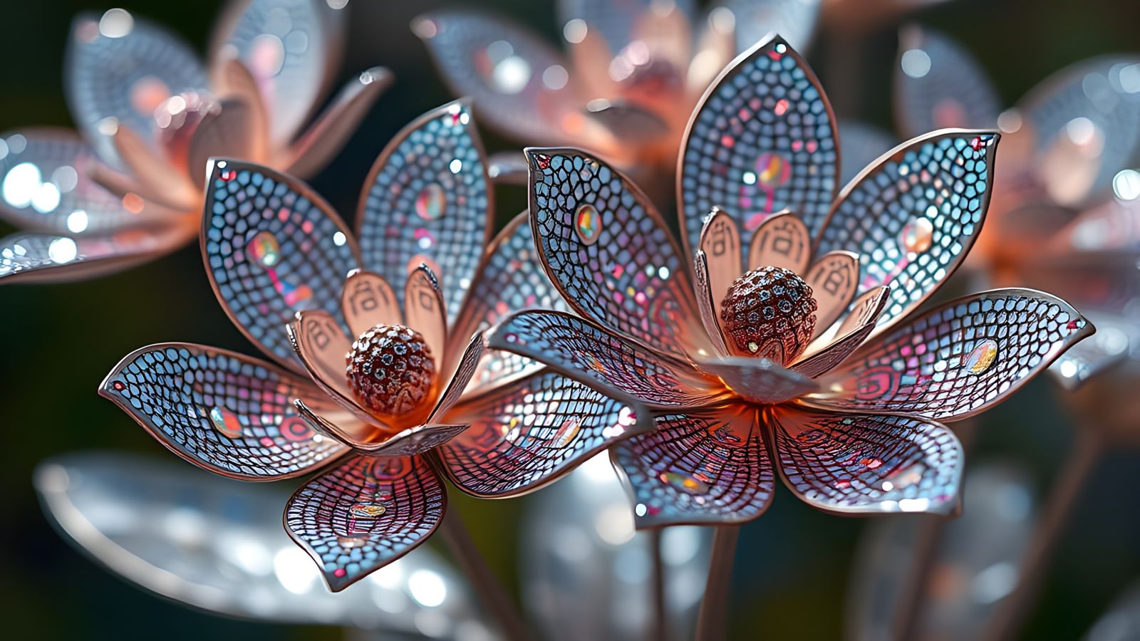 Sparkling Metal Blooms Shine in Light